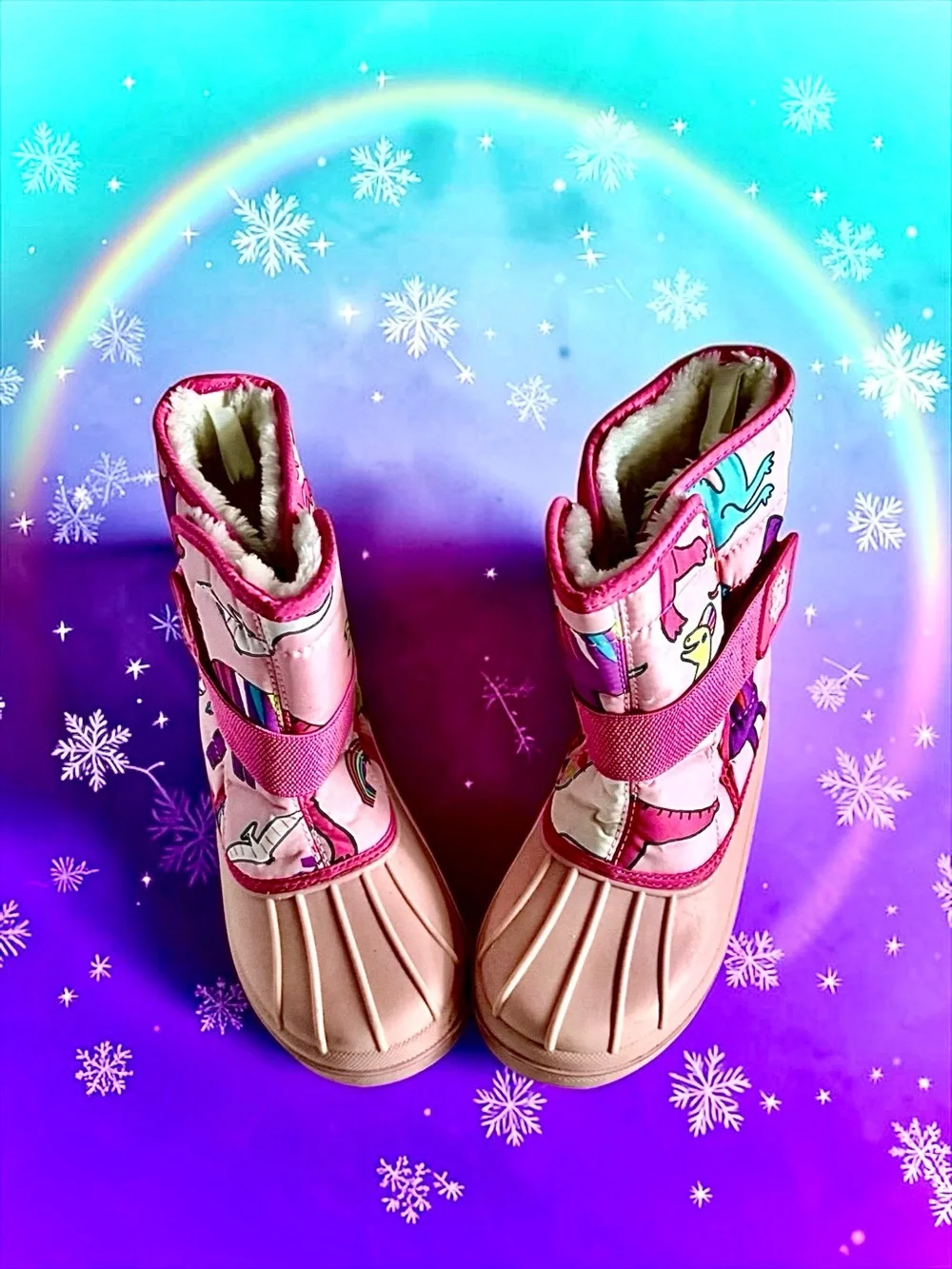 The Children’s Place Toddler Girls Boots Pink Dino Snow Size 11 EUC